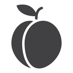 Peach solid icon, fruit and diet, vector graphics, a glyph pattern on a white background, eps 10.