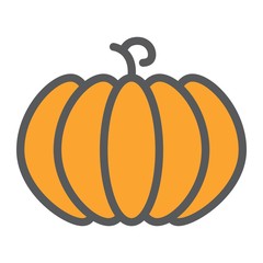 Pumpkin line icon, fruit and vegetable, vector graphics, a colorful linear pattern on a white background, eps 10.