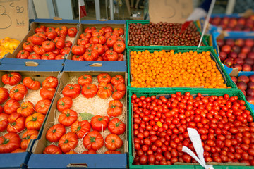 Fresh Tomatoes At A Market In Southern France
