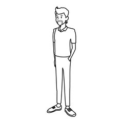 young man in casual clothes standing vector illustration