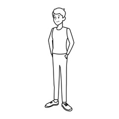 young man in casual clothes standing vector illustration
