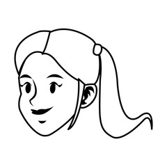 beautiful woman face young character image vector illustration