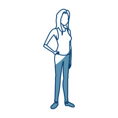 young woman casual clothes cartoon vector illustration