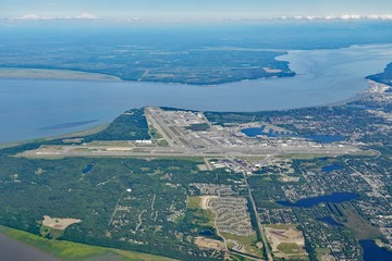 Aerial view of the Ted Stevens Anchorage International Airport (ANC) in Alaska