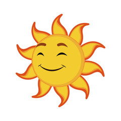 yellow smiling sun cartoon character as weather sign temperature vector illustration