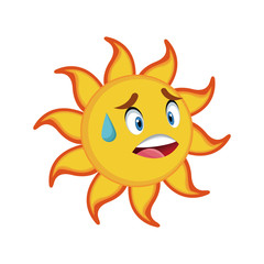 yellow smiling sun cartoon character as weather sign temperature vector illustration