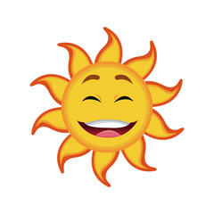 yellow smiling sun cartoon character as weather sign temperature vector illustration