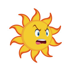 yellow smiling sun cartoon character as weather sign temperature vector illustration