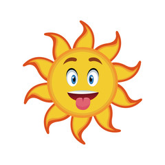 yellow smiling sun cartoon character as weather sign temperature vector illustration