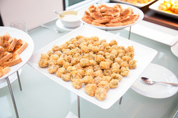 chicken nugget on plate.