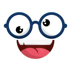 comic face with glasses icon over white background. vector illustration