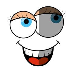 comic face with big eyes icon over white background. vector illustration