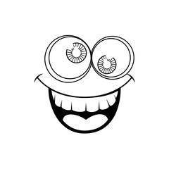 comic face with crazy eyes icon over white background. vector illustration
