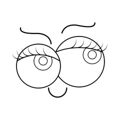 comic face with big eyes icon over white background. vector illustration