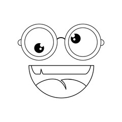 comic face with glasses icon over white background. vector illustration