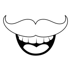 comic face with mustache icon over white background. vector illustration