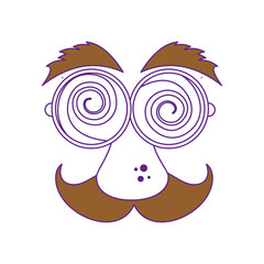 comic face with mustache icon over white background vector illustration
