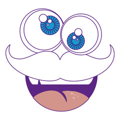 comic face with mustache icon over white background vector illustration