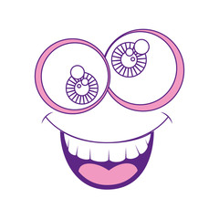 comic face with crazy eyes icon over white background vector illustration
