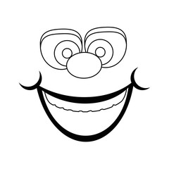 comic face with big eyes and smiling icon over white background. vector illustration