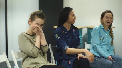 three young women at the psychological training