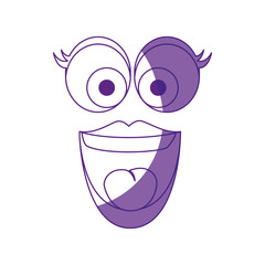 comic face with big eyes and smiling icon over white background. vector illustration