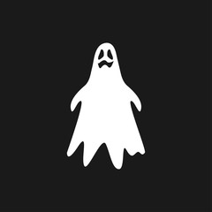 Ghost icon isolated on black background.