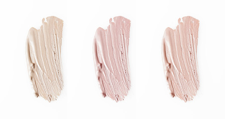 Smeared color samples on white