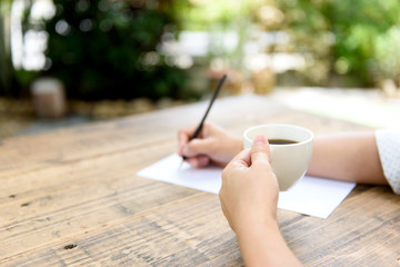 Hand writing on white paper
