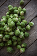 Brussels sprout on a wooden table
