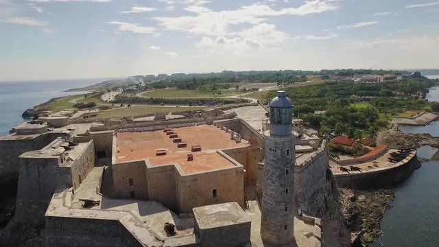 Aerial View Morro Castle Caribbean Sea Havana City Cuba