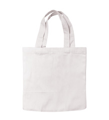 White cotton bag on white isolated background.