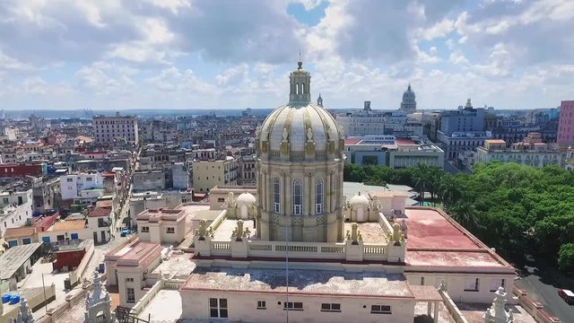 Aerial View Museum Building Old Havana Cuba Drone Flying