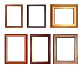 collection wooden  frame isolated on white