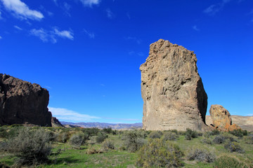 Fototapeta na wymiar Piedra Parada monolith in the Chubut valley, along route 12, Chubut, Argentina