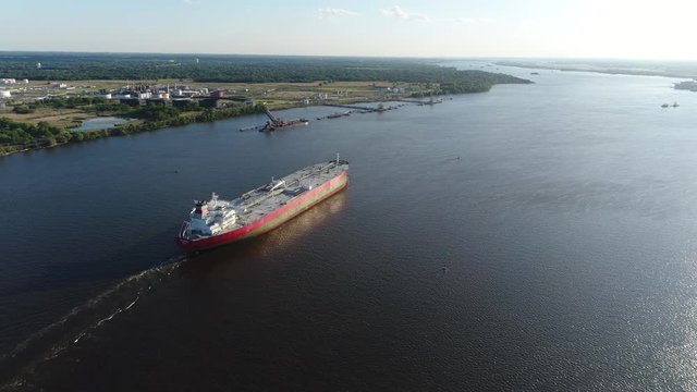 Aerial View of Oil Tanker Delaware River Philadelphia