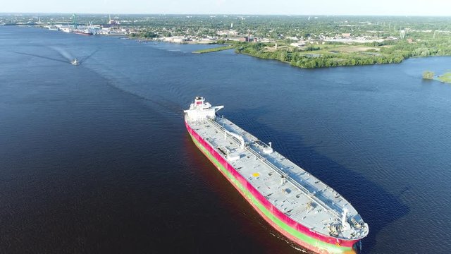 Aerial View of Oil Tanker Delaware River Philadelphia