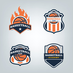 Basketball sport logo design set, vector illustration
