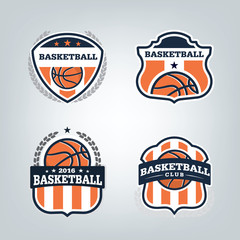 Basketball sport logo design set, vector illustration