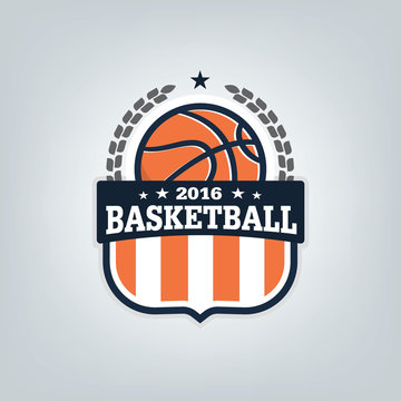 Basketball sport logo template design, vector illustration