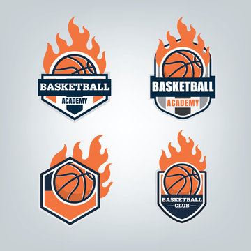Basketball sport logo design set, vector illustration