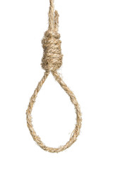 hanging rope knot isolated on white background