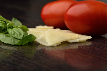 Concept food on black background / Italian food 