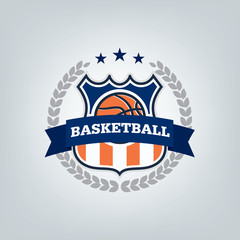 Basketball sport logo template design, vector illustration
