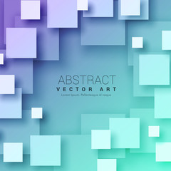 3d abstract squares background in blue color