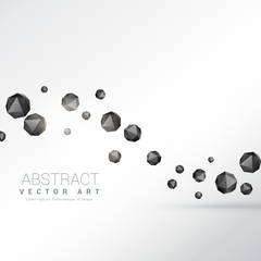 3d polyhedron particles floating on white background