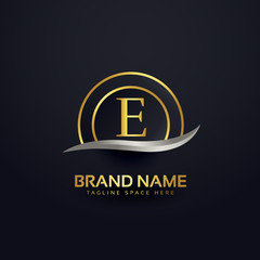 premium letter E logo design golden template