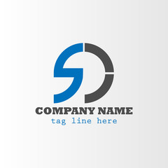 Initial Letter SD Circle Shape Design Logo