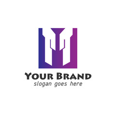 Letter M Abstract Design Logo in Purple Color