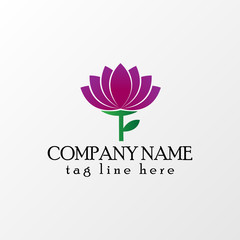 Tulip flower design logo in purple color